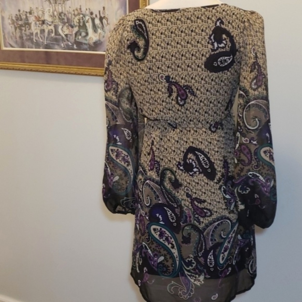 AS U Wish Paisley Boho Style Dress Long Slve EUC - Picture 4 of 8
